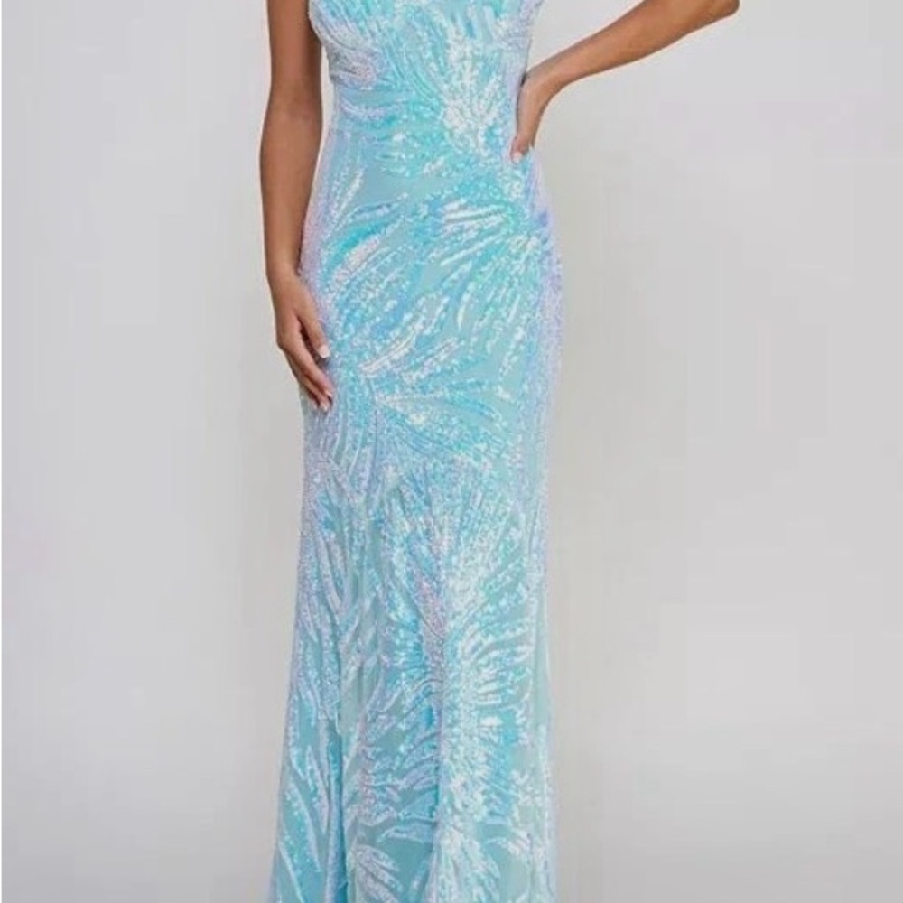Morgan & Company Womens Juniors' Blue Sweetheart-Neck Sequin Dress Size 7